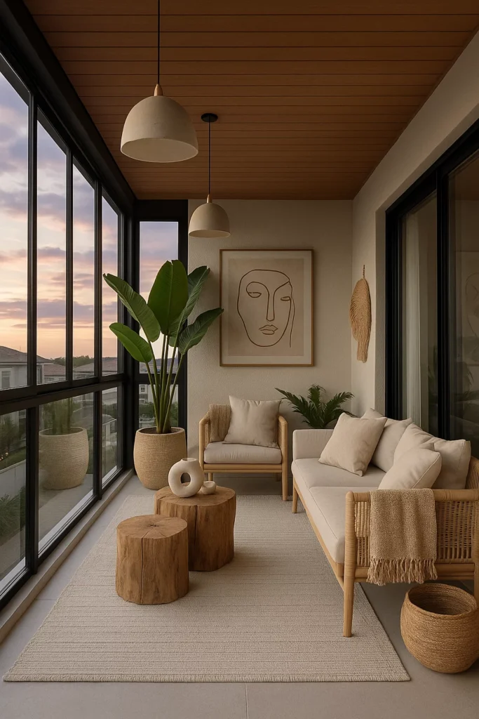 Kapalı balkon dekorasyon fikirleri.